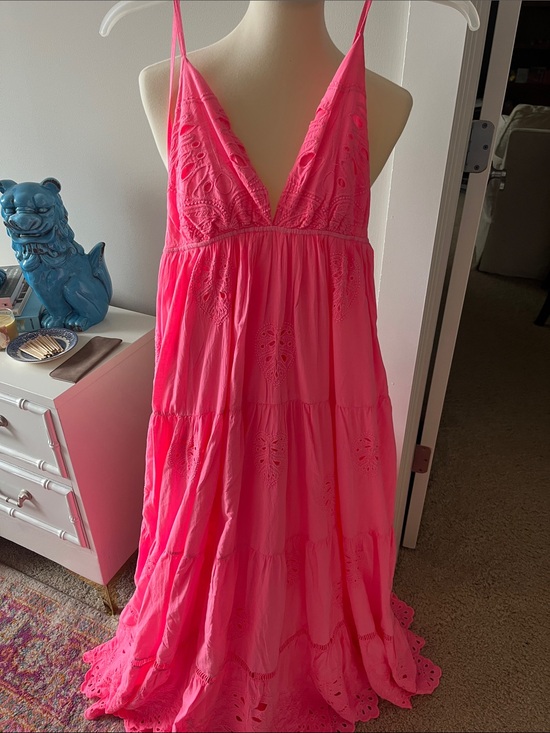 FARM Rio Dresses & Skirts - FARM Rio Hot Pink Eyelet Maxi Dress Sz. M